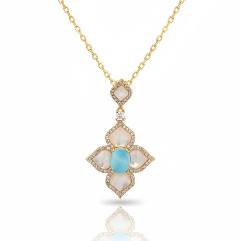 Collana Modello IRIS, con PASTA DI TURCHESE, in ACCIAIO inox