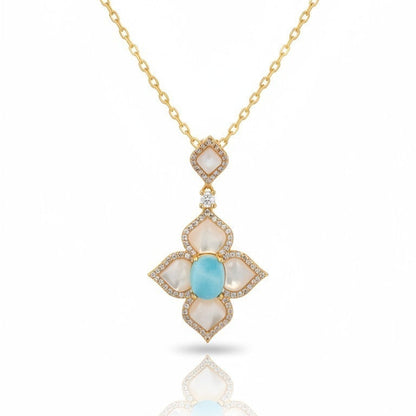 Collana Modello IRIS, con PASTA DI TURCHESE, in ACCIAIO inox