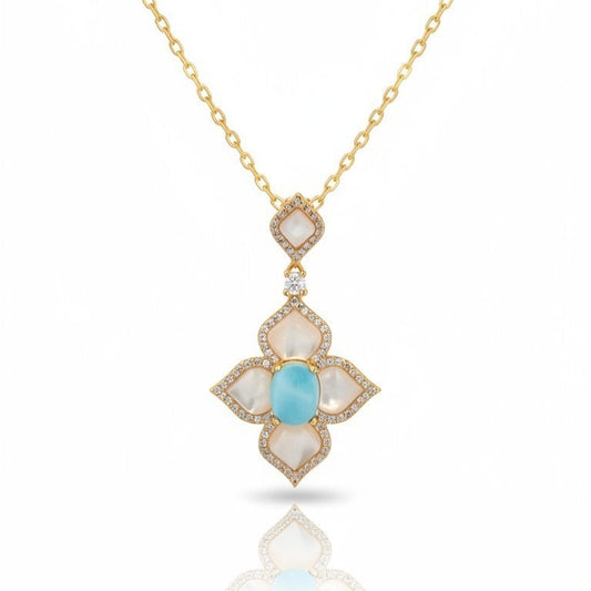 Collana Modello IRIS, con PASTA DI TURCHESE, in ACCIAIO inox