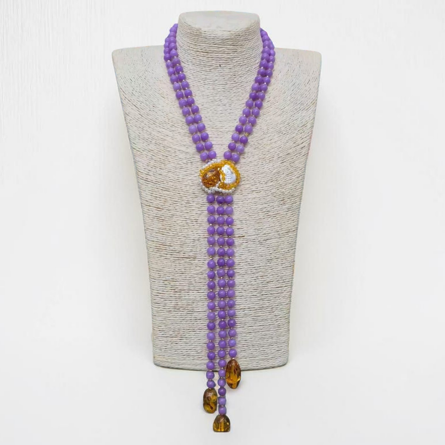 Long Necklace with Multicolor Sapphire Stones, S925 Silver and Gold