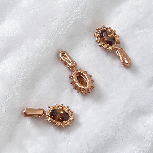 Ciondolo Micro Kate Brown e oro rosa, Argento S925