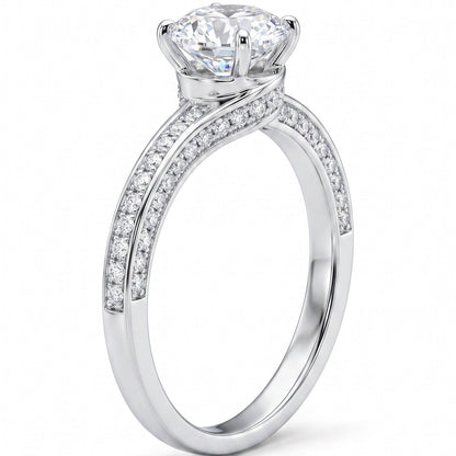4-Petal Flower Ring, in S925 Silver and Zircons