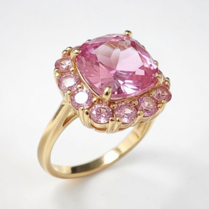Anello Quadrato Brilliance Rosa, Argento s925