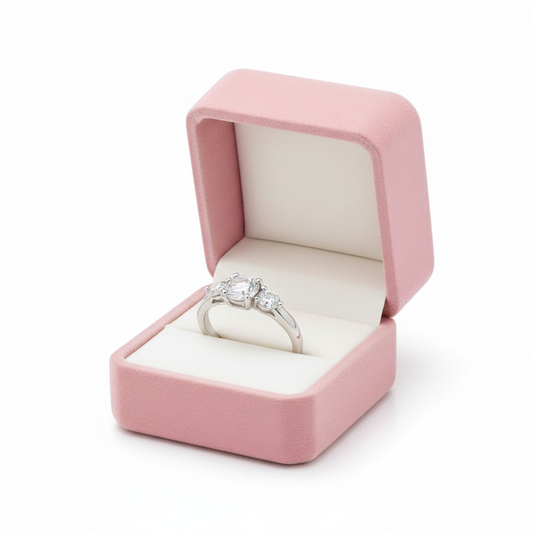 4-Petal Flower Ring, in S925 Silver and Zircons