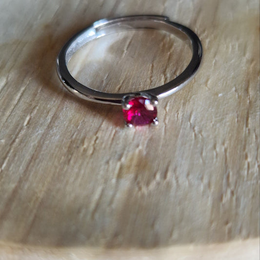 Anello Solitatio 4mm Silver, Produzione Propria, in ARGENTO S925