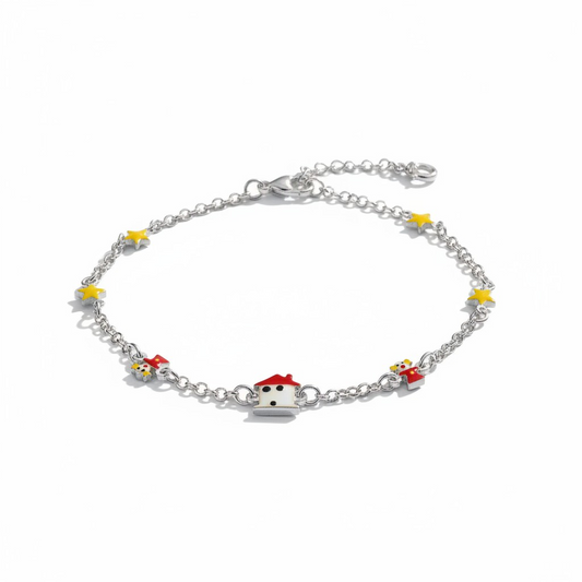 Braccialetto Bimbi Casetta e Clown, Argento S925