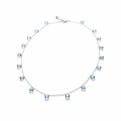 Multi-Pendant Zircon Heart Necklace, S925 Silver