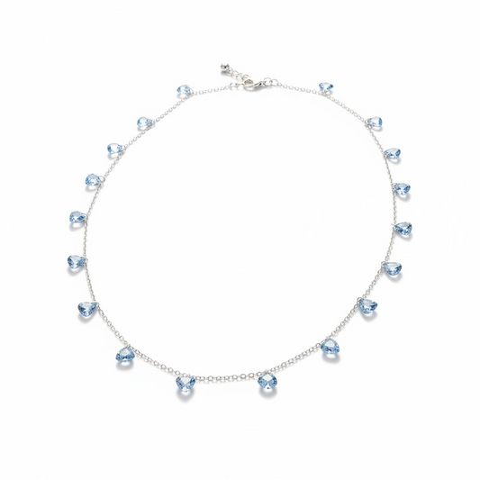 Collana con Cuoricini In Zircone Multiciondolo, Argento S925