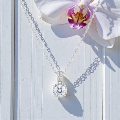 Collana Solitario  Luxury in MOISSANITE USA, in Argento S925