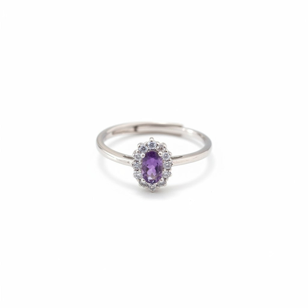Anelli Micro kate Viola e Acquamarina, Argento S925
