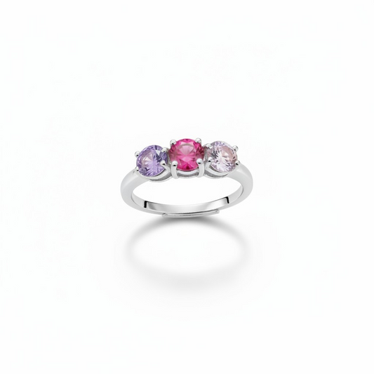 Anello Trilogy Rosso/Rosa/Lilla 5mm, in Argento s925