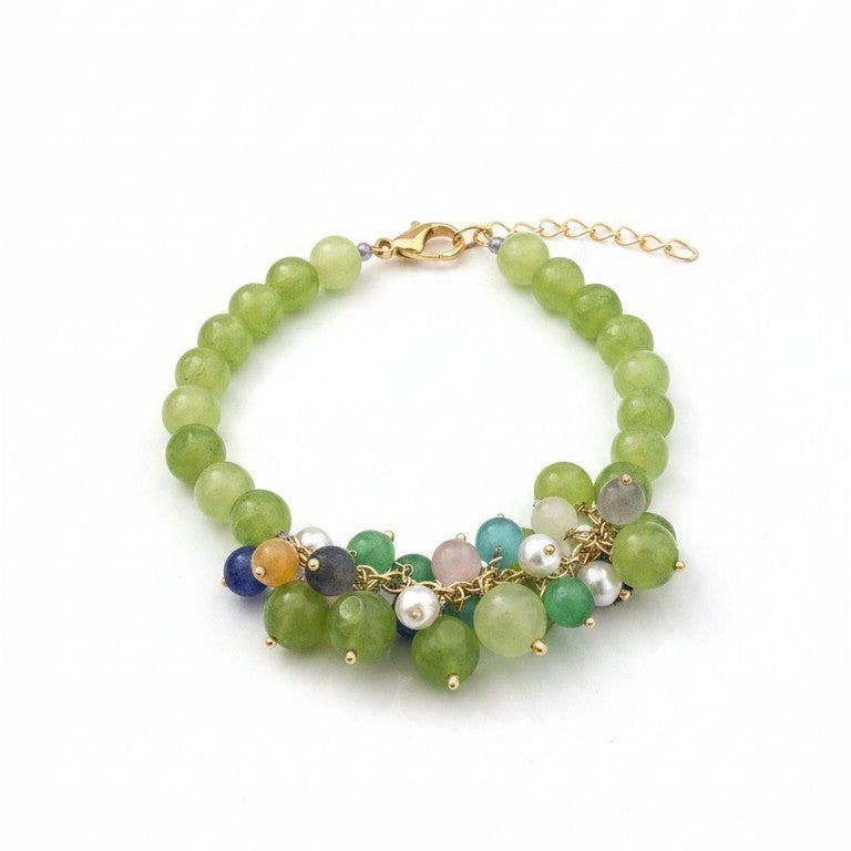 Bracciale Morbido a Grappolo, in Agata Verde Prato