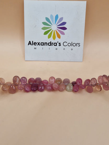 Collana Preziosa di Gocce di Zaffiro MUlticolor, Argento s925, Realizzata a mano