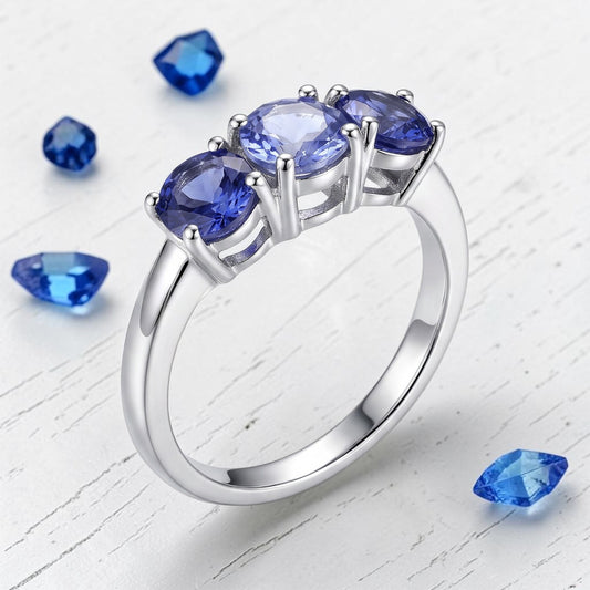 Anello TRILOGY color Tanzanite, ARGENTO S925