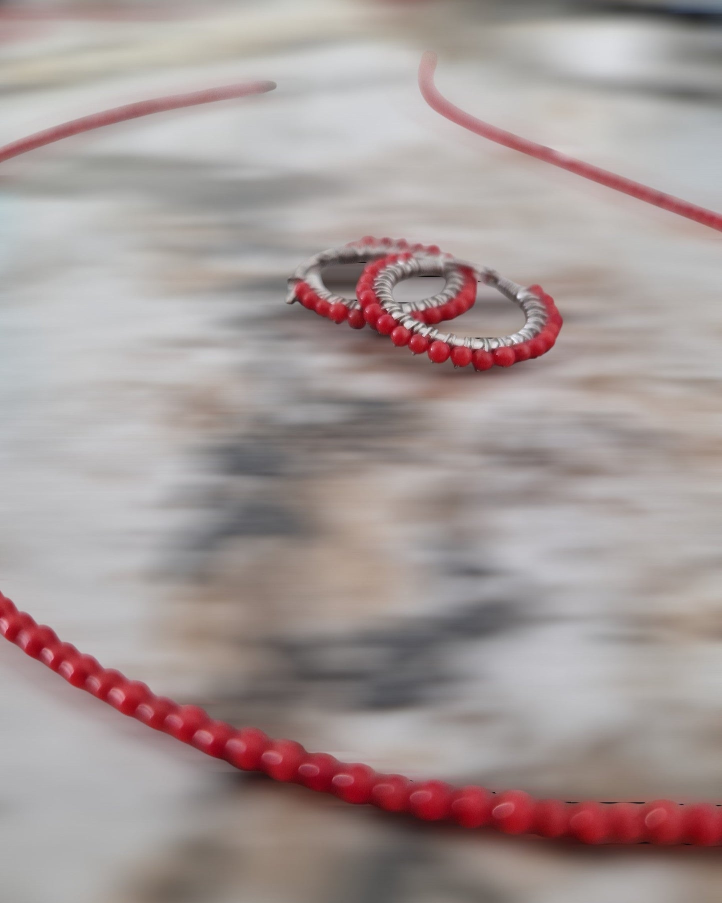 Collana con Perline di Corallo Rosso, in Argento s925