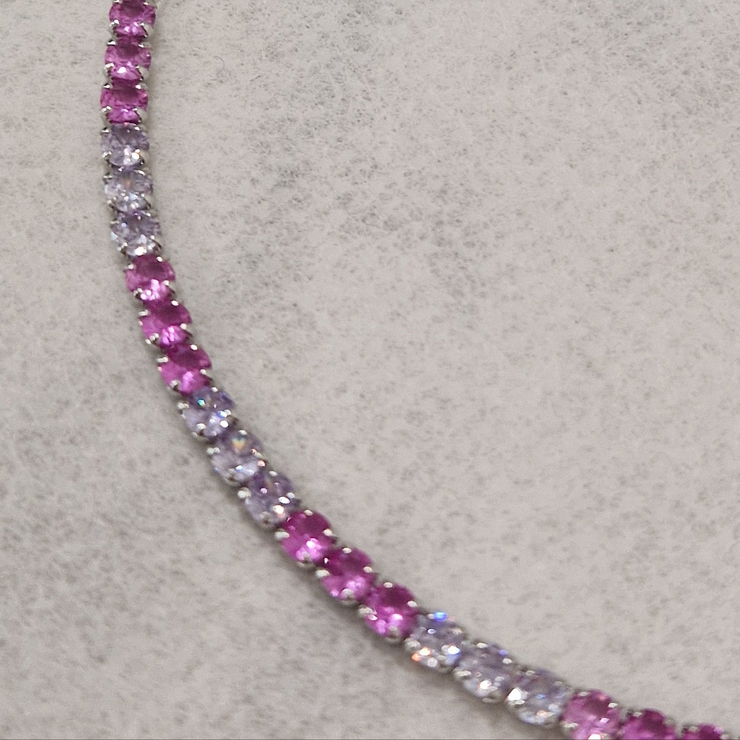 Bracciale Tennis Lilla e Fucsia, in Argento S925