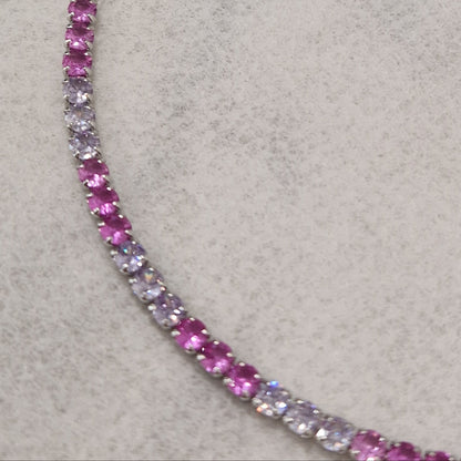 Bracciale Tennis Lilla e Fucsia, in Argento S925