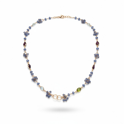 Collana realizzata a mano, in Calcedonio e Pietre miste, Argento s925