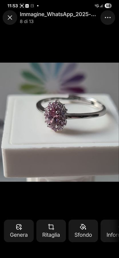 Anelli Micro kate Rosa Rodolite, Argento S925