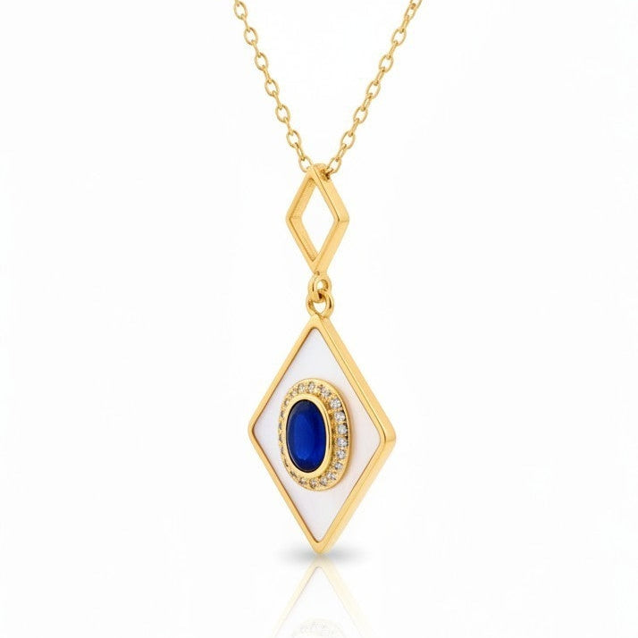 Collana Modello MEDEA, con madreperla e lapis, in ACCIAIO inox