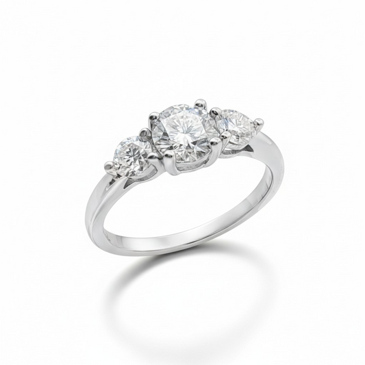 4-Petal Flower Ring, in S925 Silver and Zircons