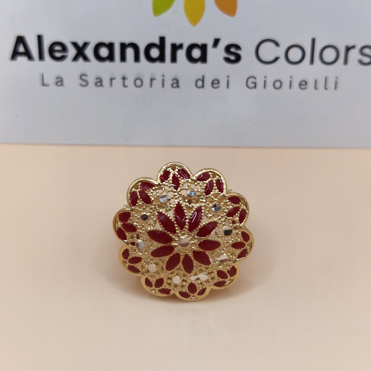 Anelli Fiore, Preziosi , in Filigrana, Argento 925 e Bagno in Oro