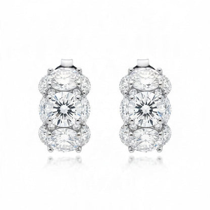 Orecchini Trilogy Halo con MOISSANITE mm 5, in Argento S925