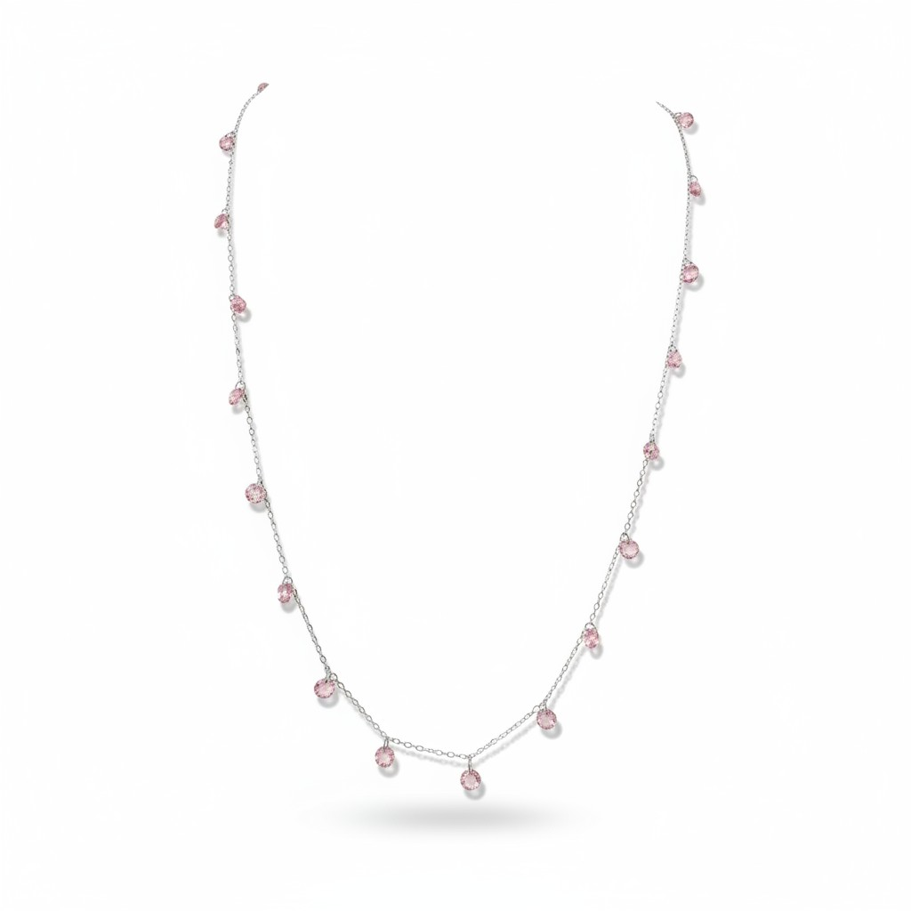 Zircon Heart Necklace, S925 Silver