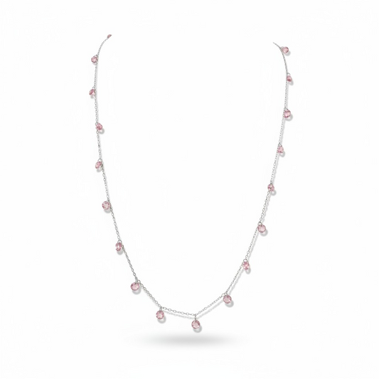 Collana con Lenticchie In Zircone Multiciondolo, Argento S925