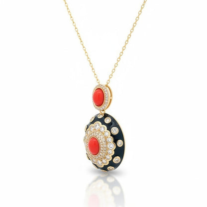 Collana Modello EUFEMIA, con PASTA DI CORALLO, in ACCIAIO inox