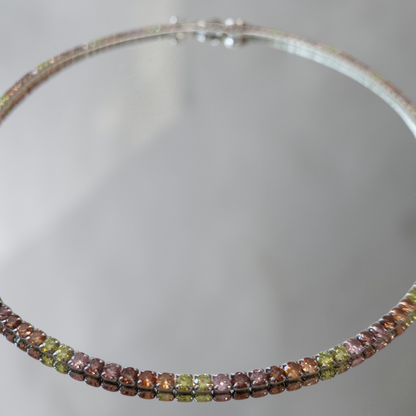 Harlequin Tennis Necklace, 3mm, 925 Silver and Zirconia