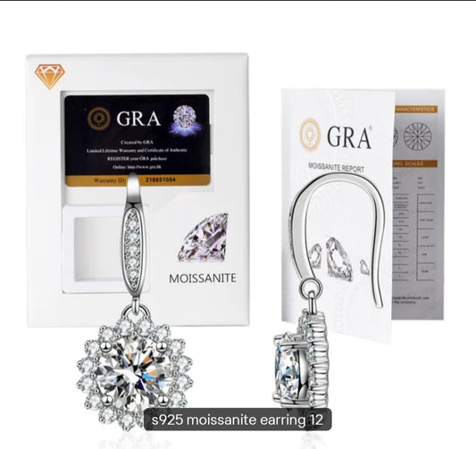 Orecchini Tondo Sole con MOISSANITE, in Argento S925