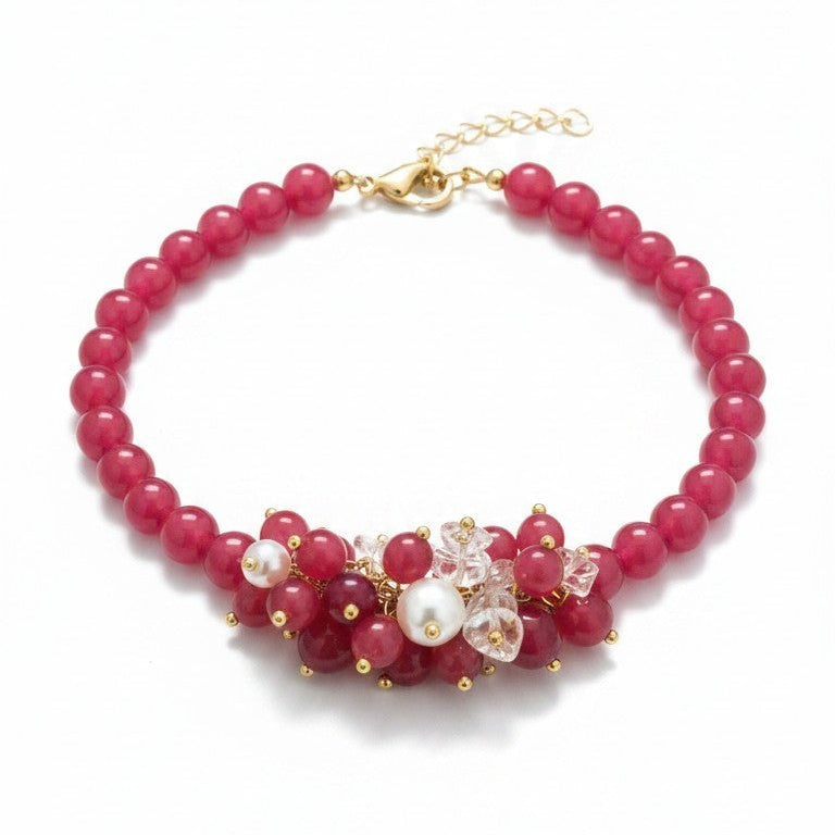 Bracciale Morbido a Grappolo, in Agata Rosso Ciliegia