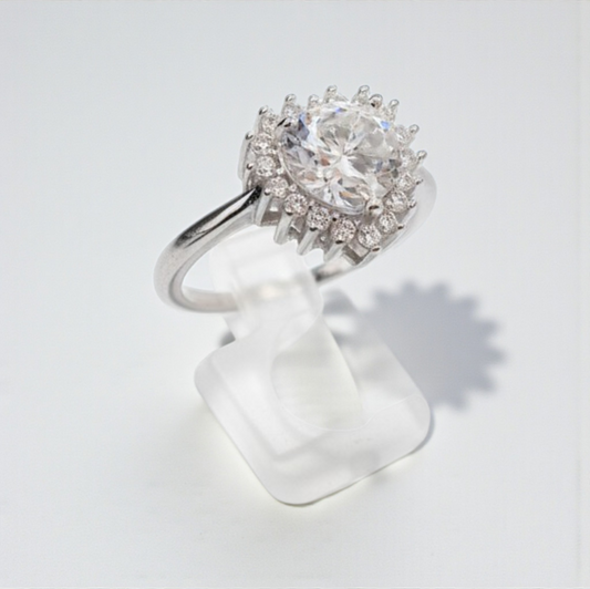 Anello Solitario CUORE in MOISSANITE USA, in Argento S925