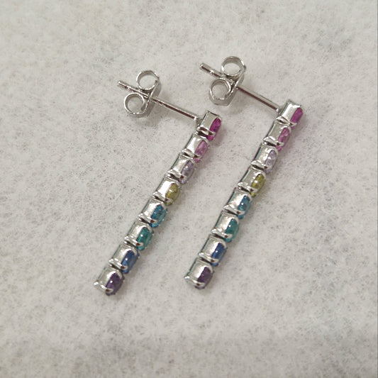 Orecchini Tennis Multicolor Paraiba in Argento 925, NUOVA PRODUZIONE