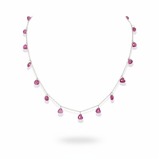 Collana con Cuoricini In Zircone Multiciondolo, Argento S925