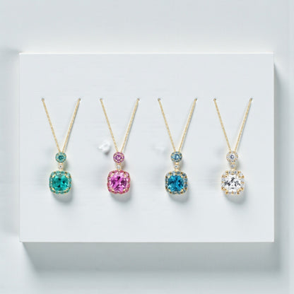 Collana Ciondolo Quadrato Brillante, in Argento 925
