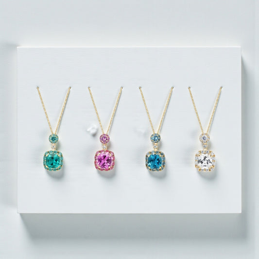 Collana Ciondolo Quadrato Brillante, in Argento 925
