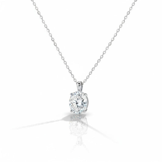 Collana Punto Luce Ovale MOISSANITE USA, in Argento S925