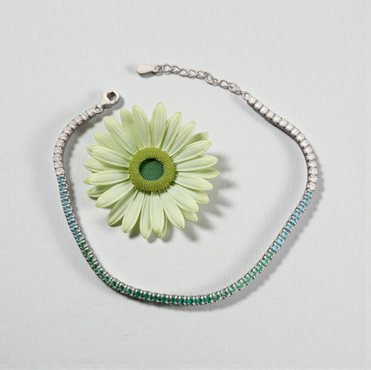 Bracciale Tennis 2mm Verde Degradè, in Argento S925