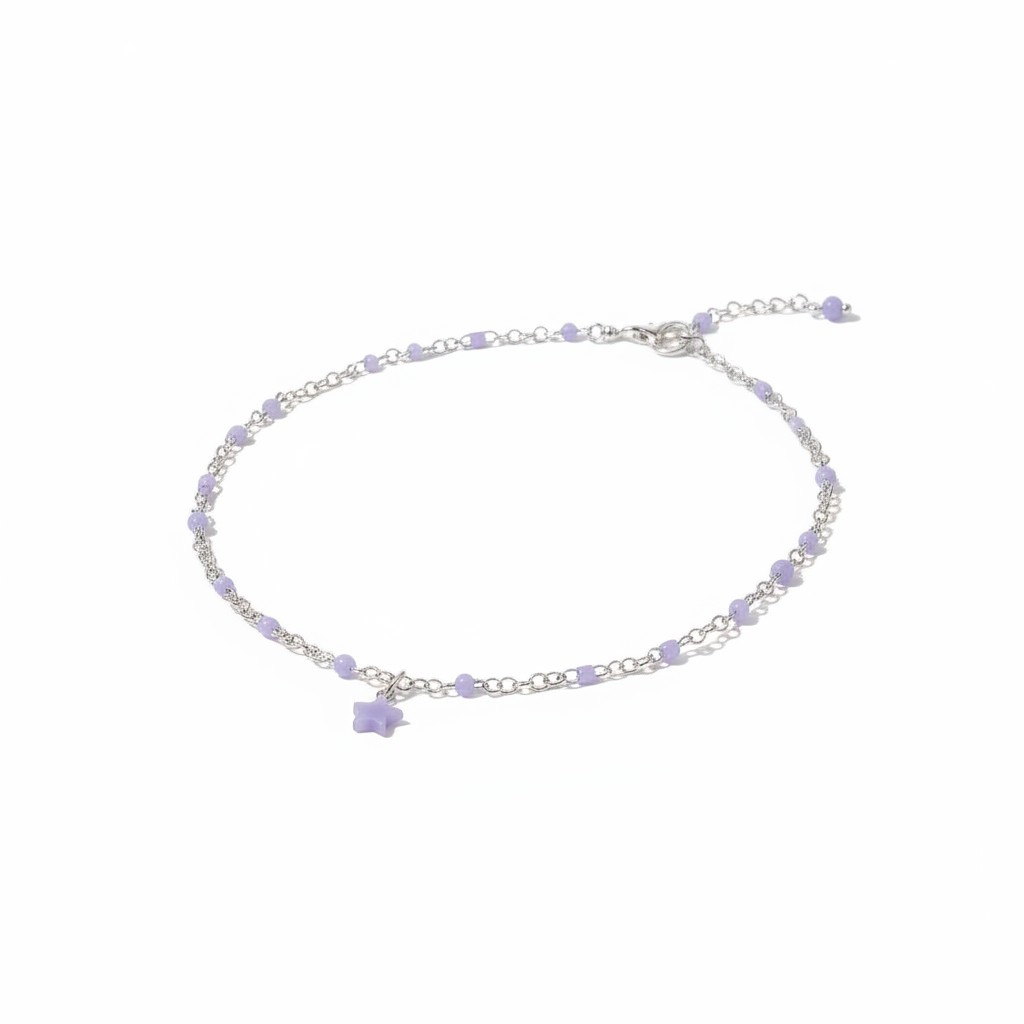 Braccialetto Bimbi con Stellina lilla, Argento S925