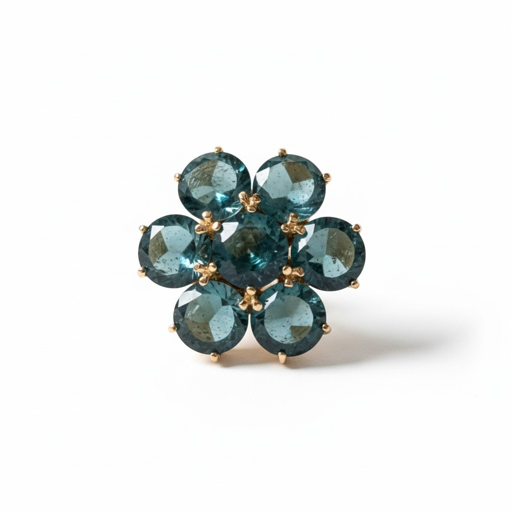 Anello Fiore in Pietre Preziose, Argento 925