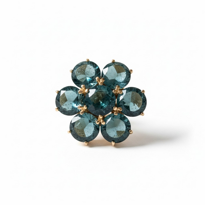 Anello Fiore in Pietre Preziose, Argento 925