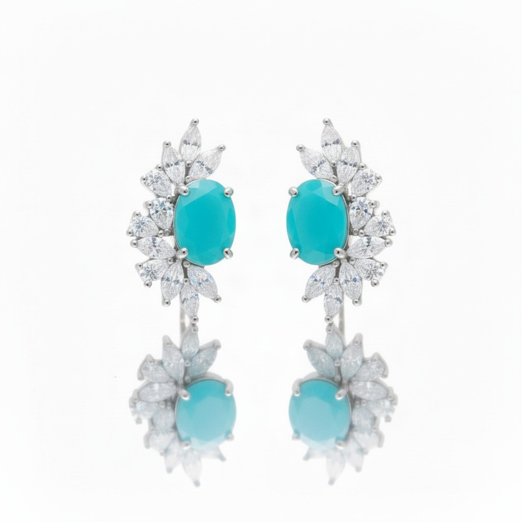 Orecchini Mezzo Fiore stile Kate, Argento s925