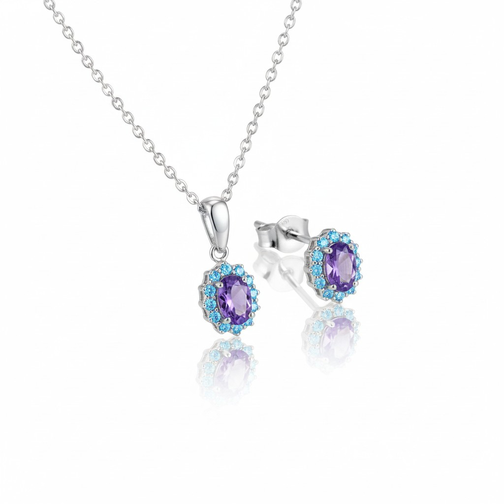 SET Micro kate Viola/aquaBlu, Argento S925