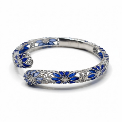 Flower Rings, Precious, in Filigree, 925 Silver and Gold Plating