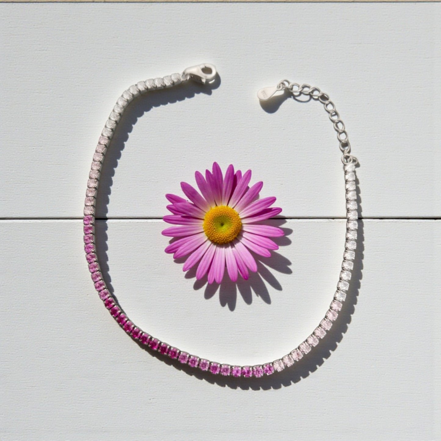 Bracciale Tennis 2mm Degradè Rosa, Argento s925