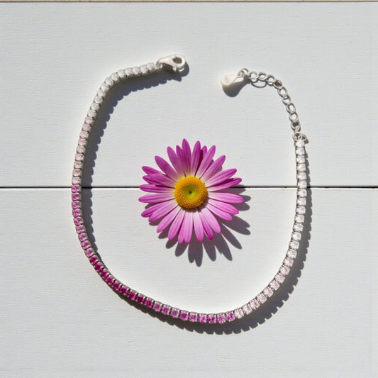Bracciale Tennis 2mm Degradè Rosa, Argento s925