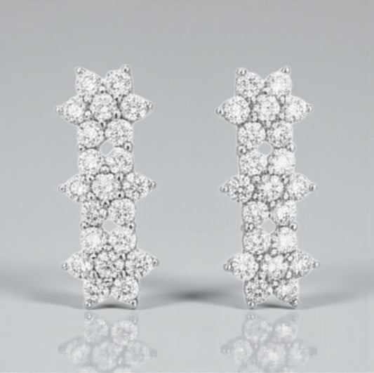 Orecchini Fiorellini con MOISSANITE, in Argento S925