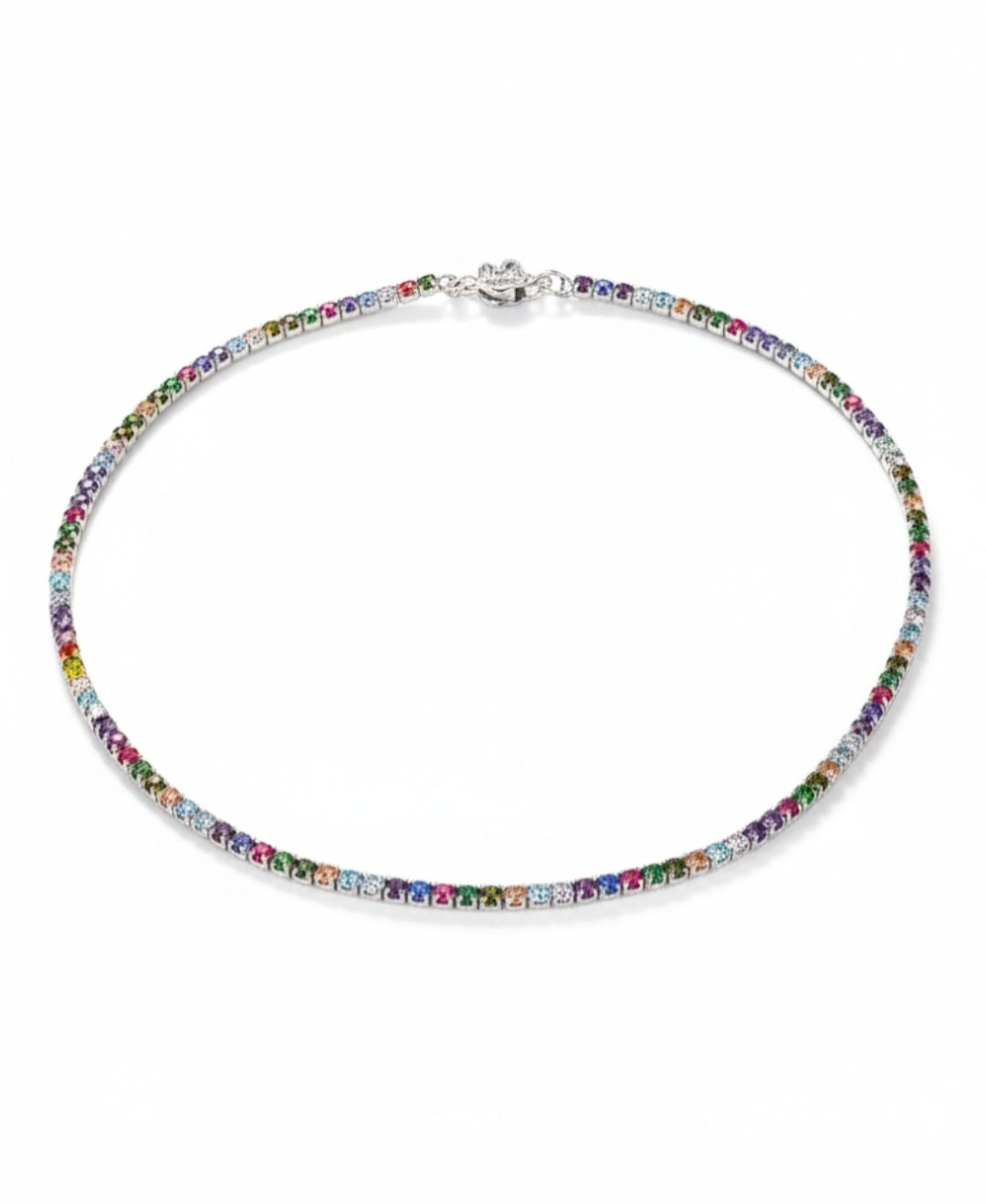 BURNISHED BLACK Tennis Necklace, 3mm ADJUSTABLE, 925 Silver with Zirconia 